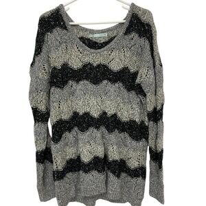 Maurices Striped Sweater Sparkle Knit Pullover‎ Long Sleeve Gray Black XXL